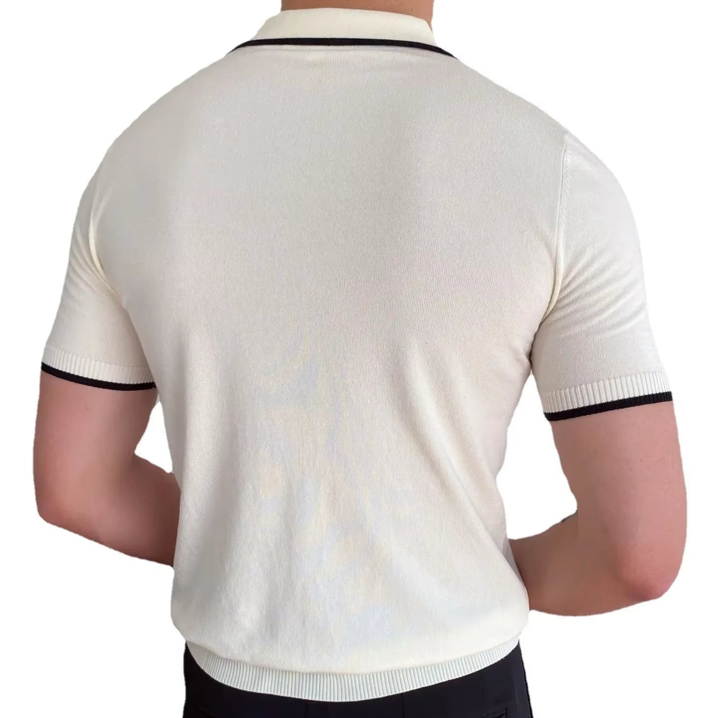Men'S Polo Shirt Elbow-Sleeved T-Shirt Fashion Polo Collar Slim-Fit Men Clothing Woolen Sports Polo Tee Shirt Man Golf Shirt EUR