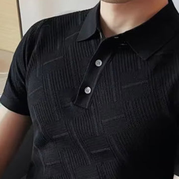 2023 New Men'S Knitted Polo Shirt - Slim Fit Hollow-Out Short Sleeve Lapel T-Shirt, Summer Men Golf Shirt